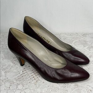 Vintage Manfield France high end leather burgundy purple heels sz 8
